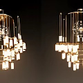 Modern Elegant Chandelier With Gold Frame Crystal Decor And Multi Layer Hanging Lights