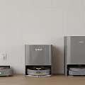 CMRIE Gray Cleaning Robots In Different Sizes On Wooden Floor With White Tile Wall