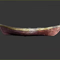 Traditional Wooden Boat With Dark Hull Light Edges And Wooden Seats For Water Transport