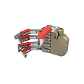 Mechanical Gripper Equipment With Red Components And Metal Joints For Industrial Use