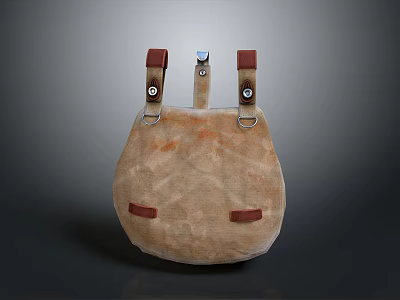Vintage Canvas Backpack With Leather Straps And Metal Buckles For Daily Use 3d model
