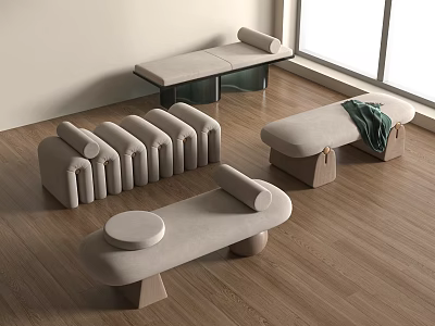 poliform modern bed end stool acrylic 3d model