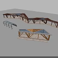 Creative Wooden Pergola Structures Featuring Curved And Triangular Geometric Architectural Designs 3d model