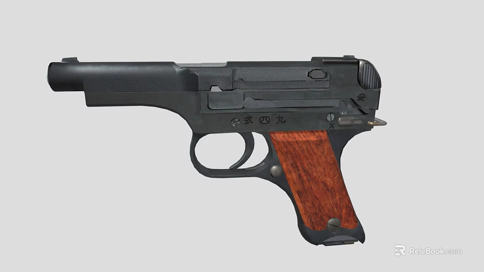 Vintage Pistol With Wooden Grip And Metal Construction Classic Design 3d model 