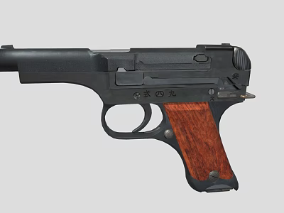 Vintage Pistol With Wooden Grip And Metal Construction Classic Design 3d model