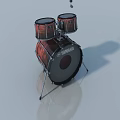 Yamaha Wooden Drum Set With Three Drums And Silver Stands On Reflective Floor