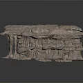 Natural Rock Cave Scene Structure With Irregular Surface And Stalactite Details