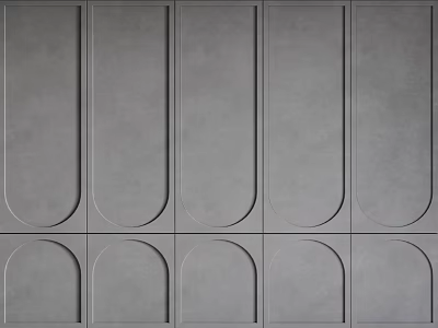 Gray Modern Wall Panels With Arched Design And Neatly Arranged Rectangular Patterns 3d model