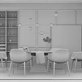 Modern Dining Table and Chair Combination 3d model
