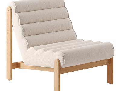 Minimalist Modern Lounge Chair With Light Fabric And Wooden Frame Structure 3d model