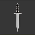 Decorative Dagger Weapon with Silver Blade and Intricate Carved Hilt Design
