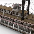 Vintage Steam Paddlewheel Riverboat With Multiple Decks And Twin Chimneys