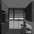 Modern Kitchen Interior Design With Marble Island Black Gray Cabinets And Appliances