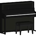 Modern Black Upright Piano With Matching Stool For Home Music Room