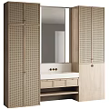 Elegant Modern Bathroom Cabinet With Wooden Frame Mirror Above Countertop And Drawers