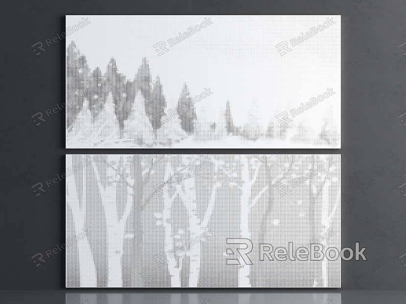 Forest Gradient Orifice Plate Punched Plate Forest Perforated Aluminum Plate Forest Punched Background Wall Forest Punched Landscape Wall model