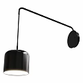 Modern Black Wall Lamp With Long Arm And Dome Shade Design