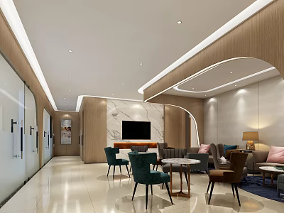 Elegant Modern Beauty Hair Salon Interior With Waiting Area Sofas Chairs Tables And Bright Lighting 3d model
