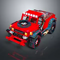 Red Block Style Off Road Vehicle Open Top Design Front Grille And Headlights
