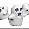 Cute Three White Ghost Shaped Decorative Ornament Set For Home