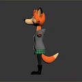 Cartoon Fox Game Character With Grey Hoodie Green Plaid Skirt And Black Boots