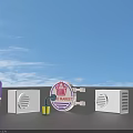 Setup of Purple and White Devices with Central Circular Logo and Yellow Accessory