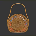 Orange Woven Handbag With Round Shape And Comfortable Handle For Daily Use