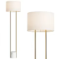 Modern Minimalist Floor Lamps With White Linen Shades And Golden Metal Stands