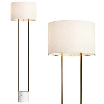 Modern Minimalist Floor Lamps With White Linen Shades And Golden Metal Stands 3d model