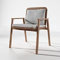 Modern Minimalist Armchair Featuring Wooden Frame Gray Cushion And Backrest