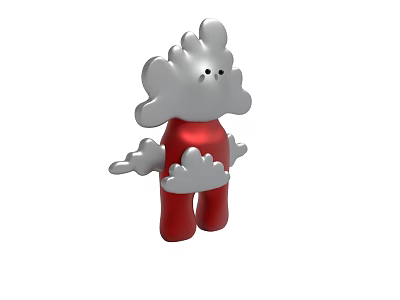 Cute Cartoon Character With Cloud Shaped Head And Red Body White Cloud Details 3d model