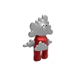 Cute Cartoon Character With Cloud Shaped Head And Red Body White Cloud Details