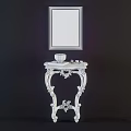 Ornate Gold Carved Accent Table With Black Marble Top And Intricate Details