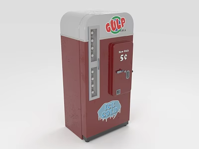 Red And White Commercial Vending Machine With CUP Logo 5 Cent And Ice Cold Drinks 3d model