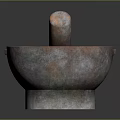 Rustic Textured Stone Mortar and Pestle with Earthy Tones for Household Grinding