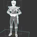 Green Ranger Character In Green Suit With Gold Diamond Chest Red Belt And Sword