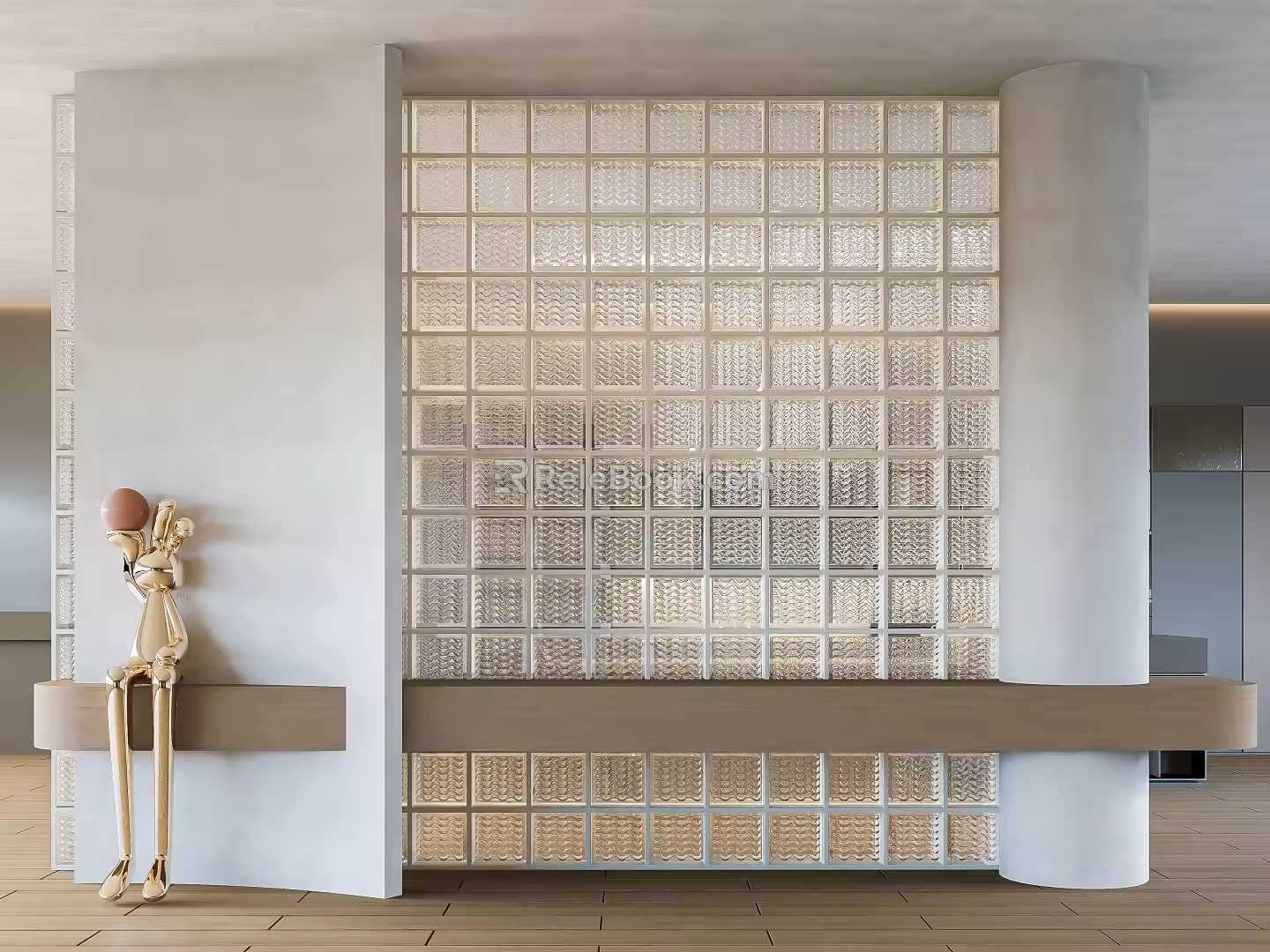Modern partition glass partition screen 3d model