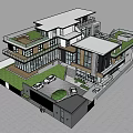 Modern Two Story Detached Villa Design With Open Courtyard Garage Large Windows And Green Roof