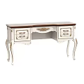 European Style White And Brown Dressing Table With Carved Details And Elegant Legs