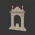 Scenic Classical Beige Stone Archway With Intricate Carved Architectural Design Elements