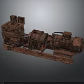 Industrial Mechanical Equipment With Motor Gearbox And Rusty Metal Texture On Platform