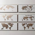 Stylish World Map Wall Art Decorative Prints With Different Designs And White Background 3d model