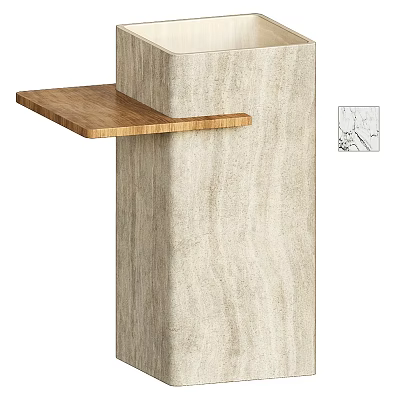 Modern Wooden Bathroom Vanity With Light Wood Shelf And Minimalist Design 3d model