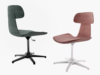Dark Green and Pink Upholstered Office Chairs With Black White Bases and Modern Design 3d model