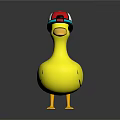 Adorable Yellow Duck Furniture Ornament Wearing Red White Blue Hat Design