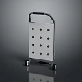 Mobile Utility Cart With Perforated White Panel And Black Handle And Wheels