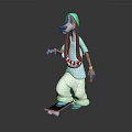 Cartoon Dog Game Character Skateboarding With Blue Hat Light Blue Shirt And White Pants