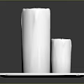 White Decorative Candles Placed On Minimalist Square Tray For Home Decoration