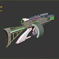 Silver Sci Fi Futuristic Rifle With Streamlined Design Detailed Components And Reflective Surface 3d model