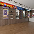 Modern Tobacco And Alcohol Store Interior With Display Shelves Counter And Brand Displays